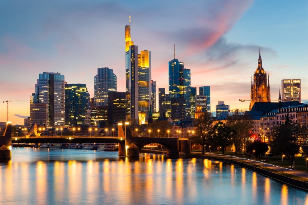 View of Frankfurt after sunset
