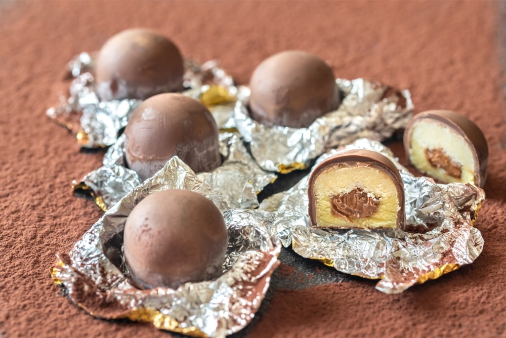 Mozartkugeln chocolates in their iconic foil