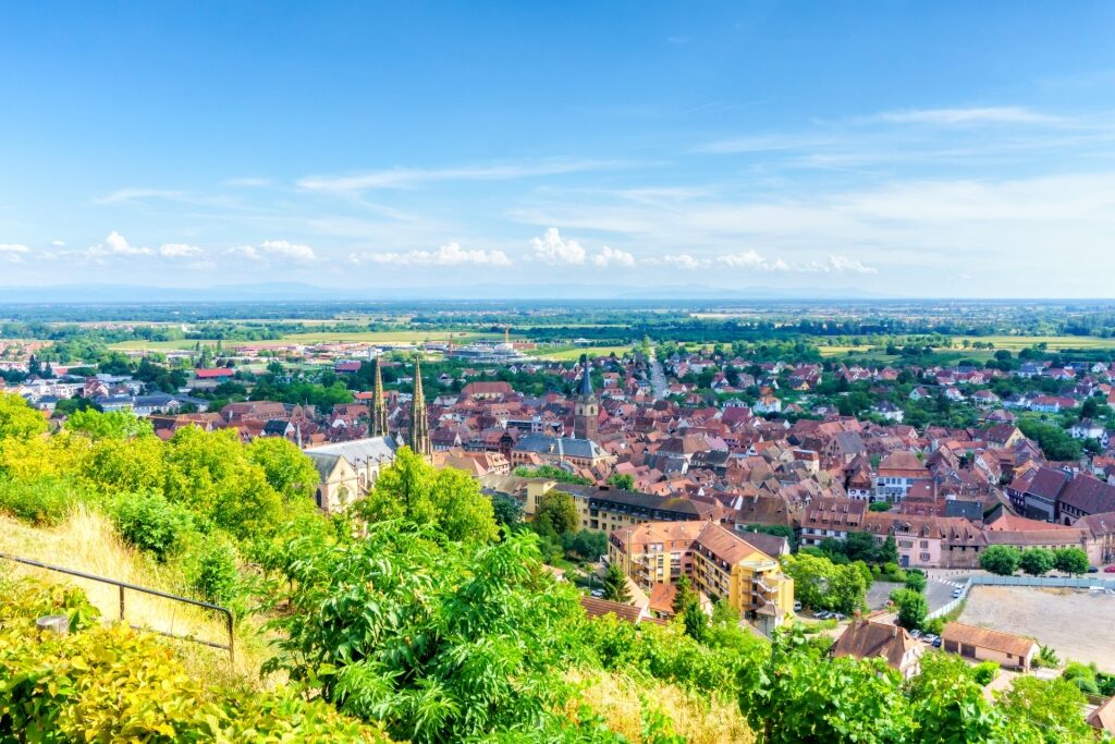 Aerial view of the quaint town of Obernai