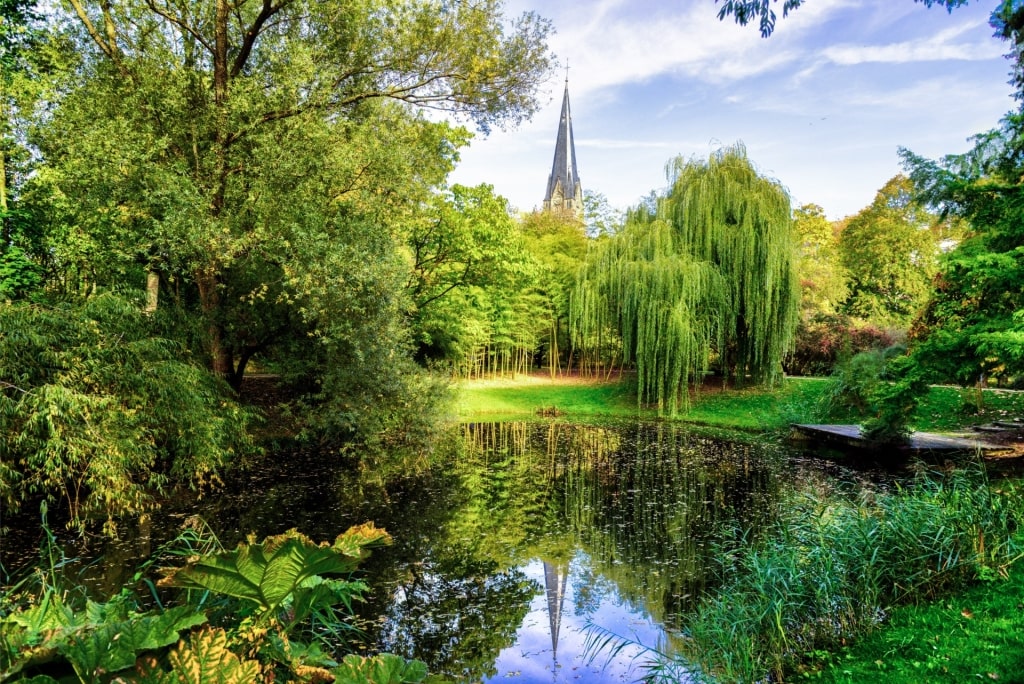 Lush landscape of Strasbourg Botanical Gardens