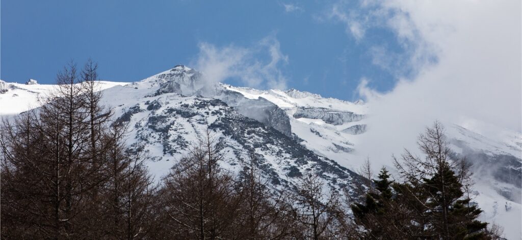Scenic view of Mount Fuji with snow-capped peak in Japan