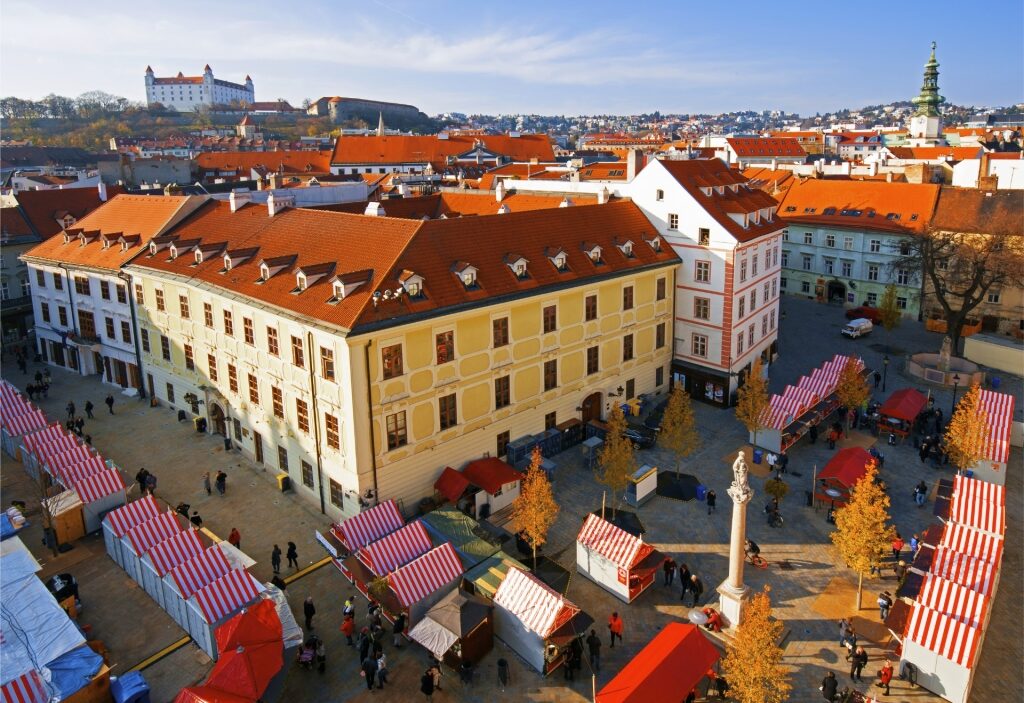 Best European cities to visit in December - Christmas market in Bratislava, Slovakia