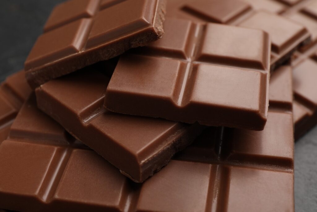 Close up view of milk chocolate