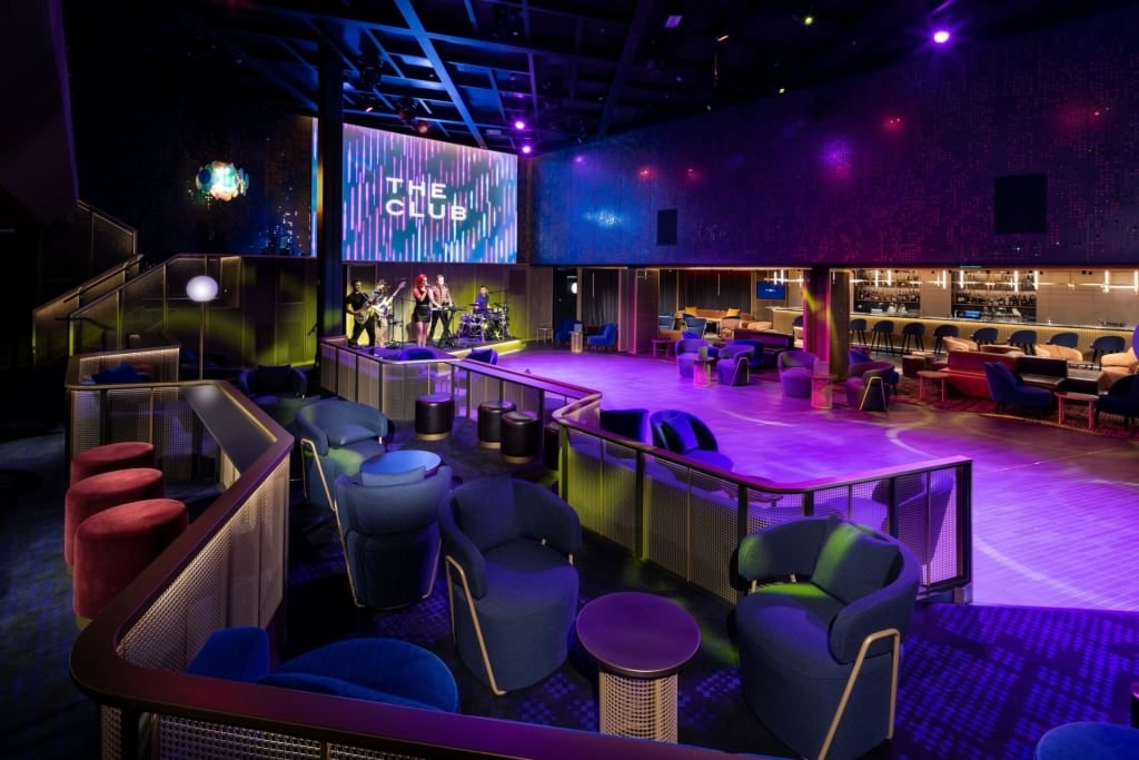 Vibrant nightlife scene at The Club on a Celebrity Cruise ship