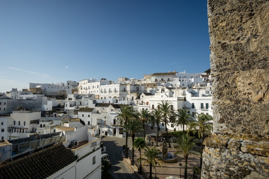 Scenic view of whitewashed houses in Vejer de la Frontera, Andalusia