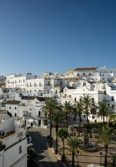 Scenic view of whitewashed houses in Vejer de la Frontera, Andalusia