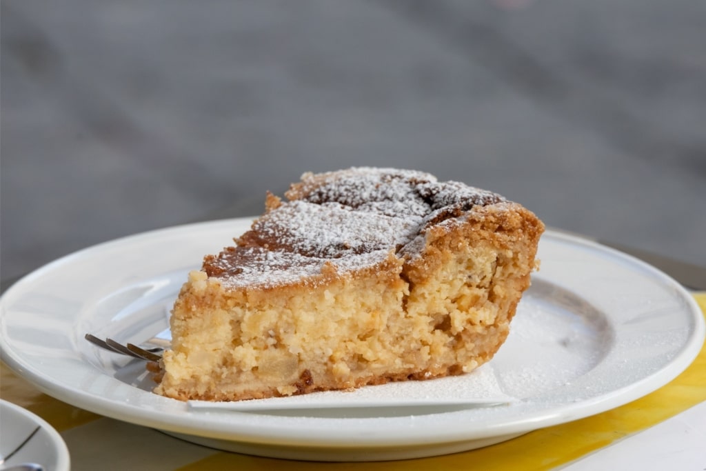 Slice of Pastiera Napoletana on a plate
