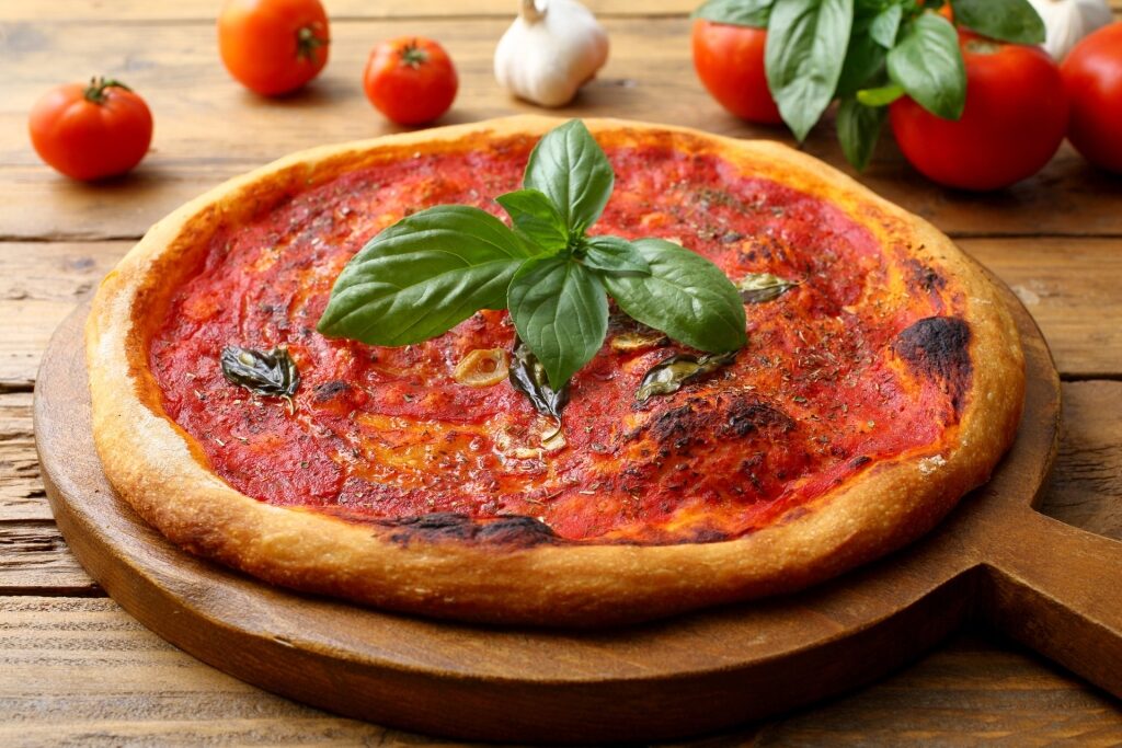 Freshly baked Pizza Marinara