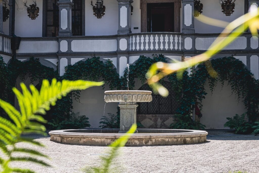Fountain in the courtyard of Greinburg Castle, Austria