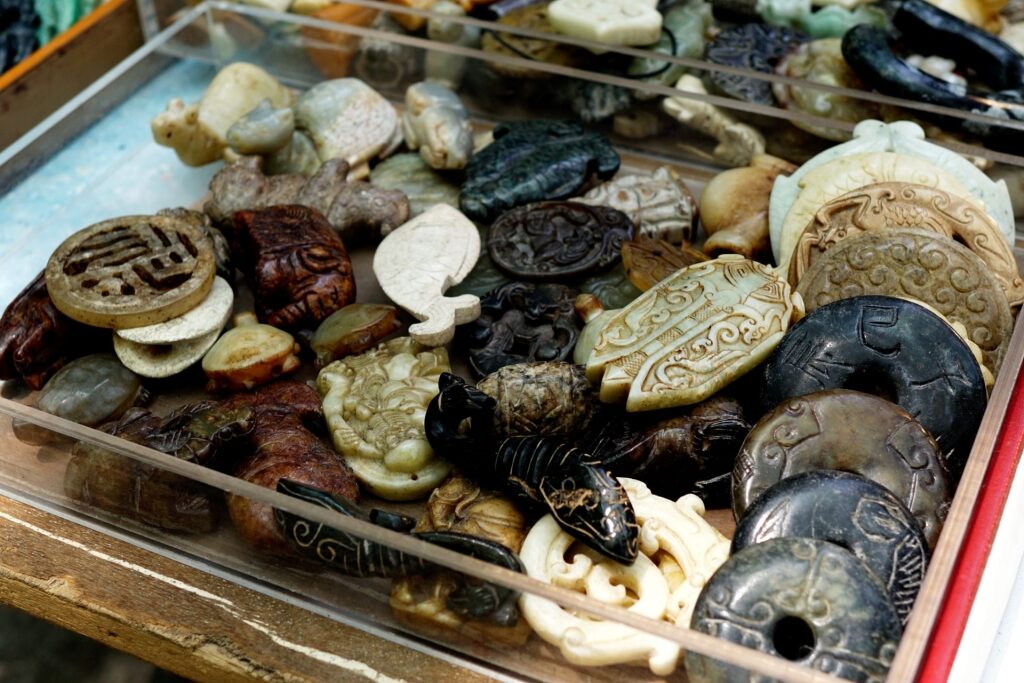 Antique trinkets inside a shop in Hong Kong