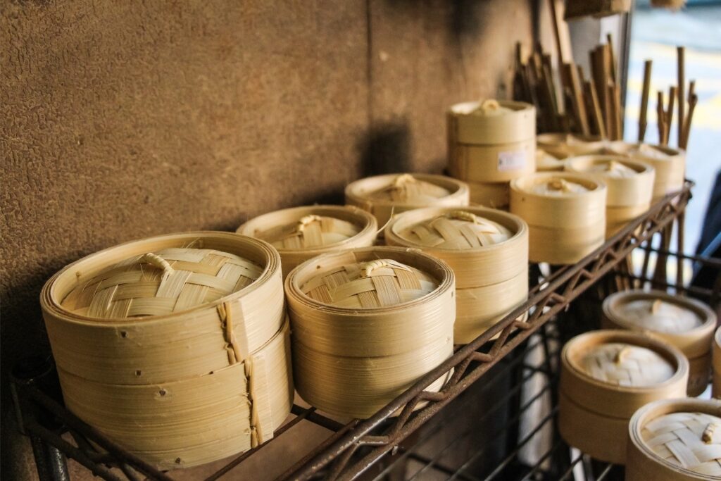 Dim sum bamboo steamer, one of the most popular Hong Kong souvenirs