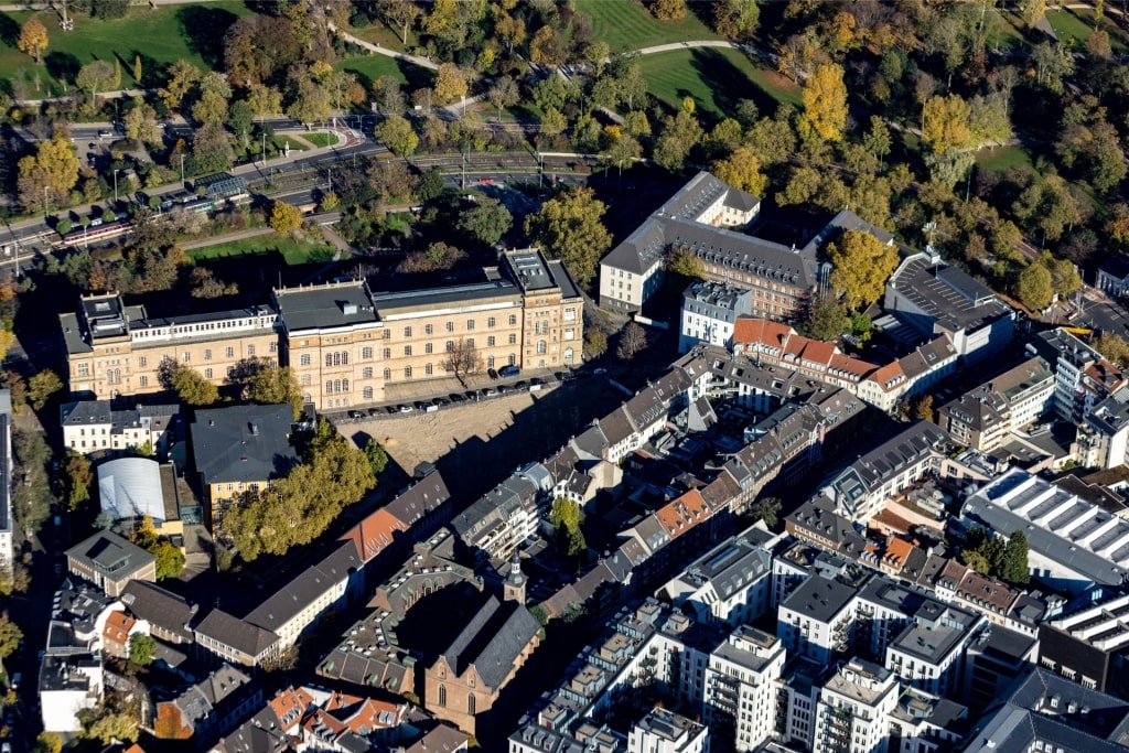 Aerial view of Kunstakademie in Düsseldorf