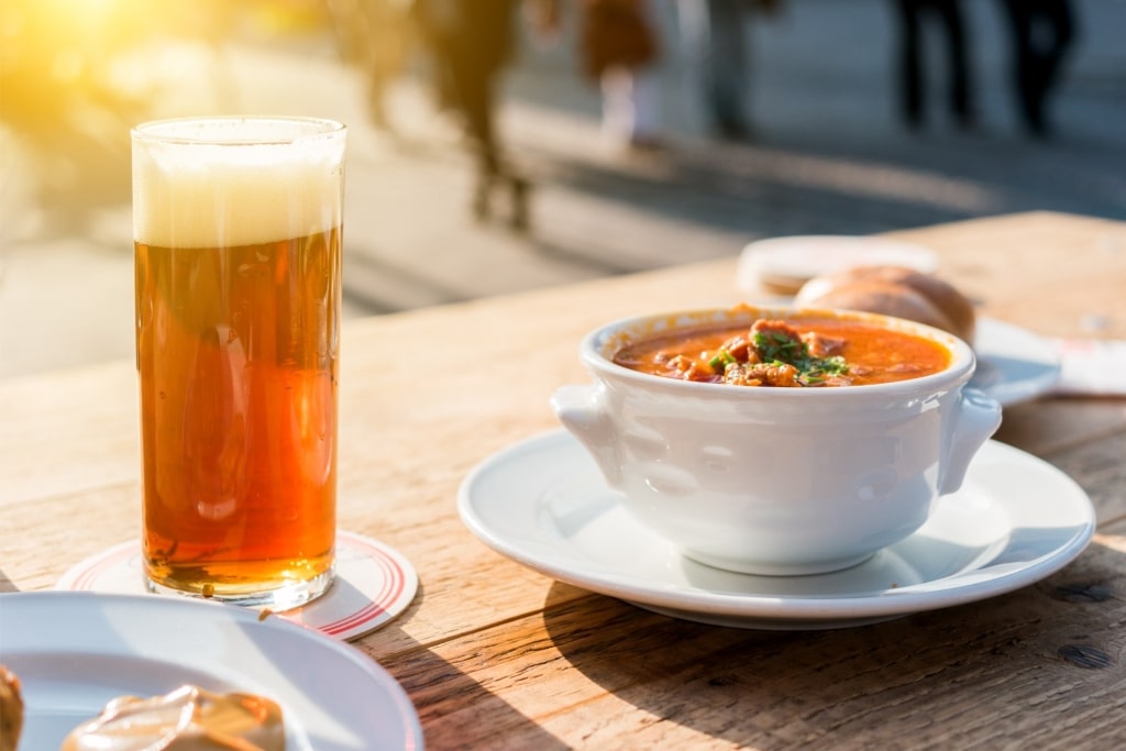 German Alt Beer with a dish in Düsseldorf