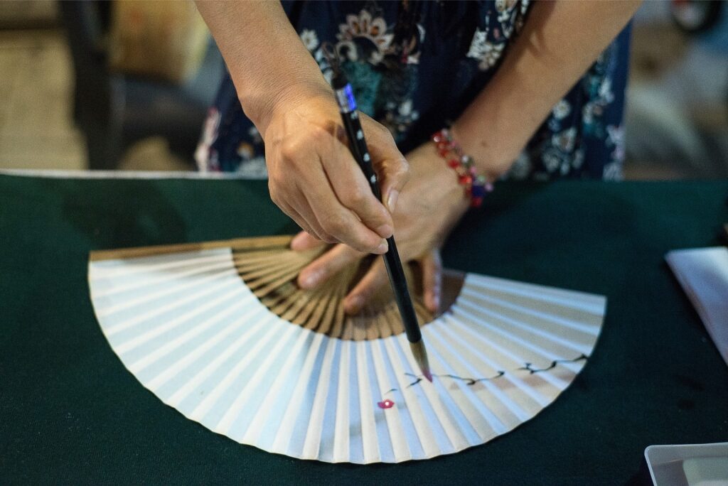 Handcrafted Buchae fan used in Korean dance and ceremonies