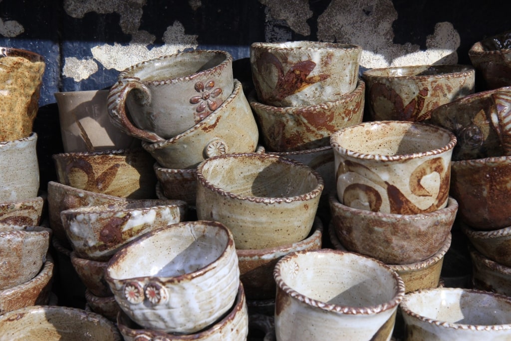 Traditional Korean pottery pieces showcased in Insadong street in Seoul