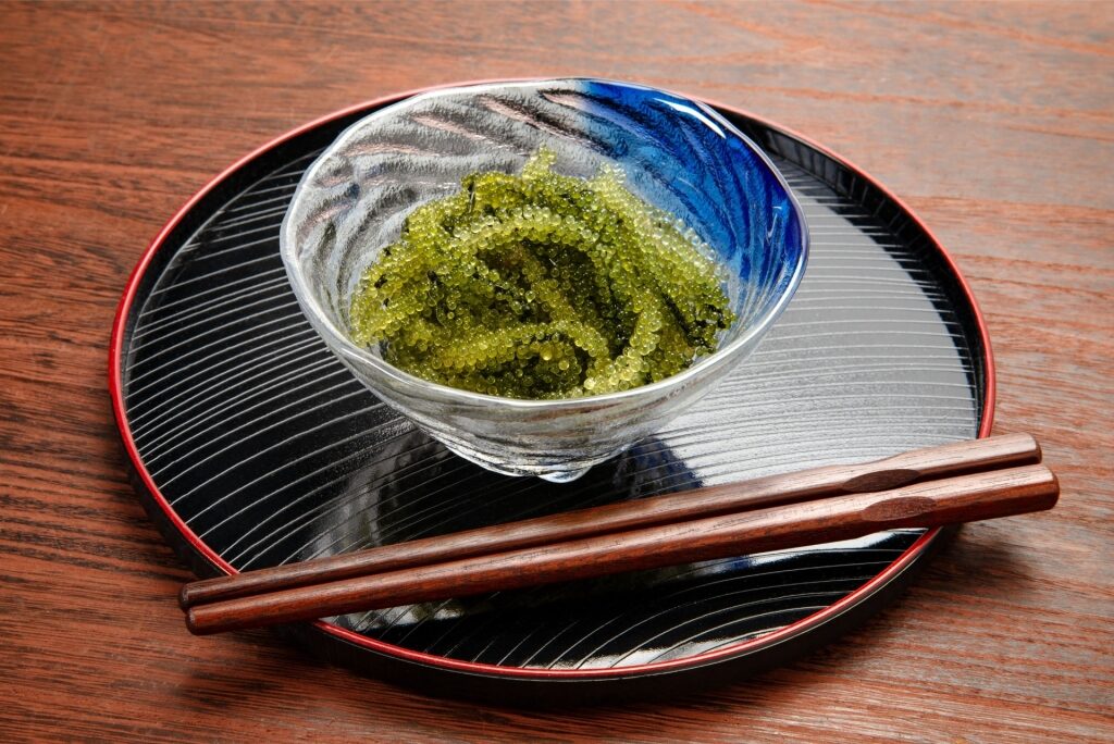 Fresh green Umibudō seaweed, a specialty of Okinawa