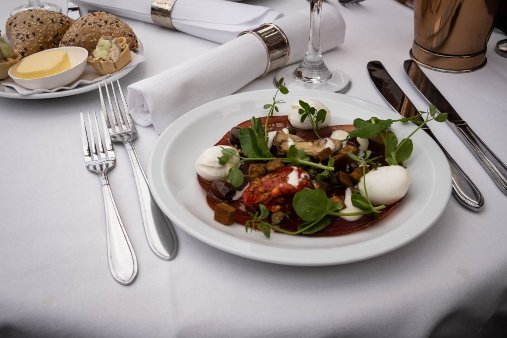 Gourmet meal served on a plate at a restaurant in Amsterdam
