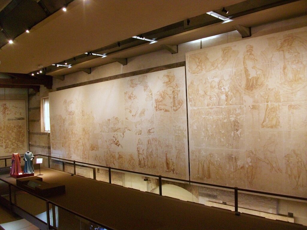 Interior view of the Sinopie Museum with preliminary fresco drawings in Pisa