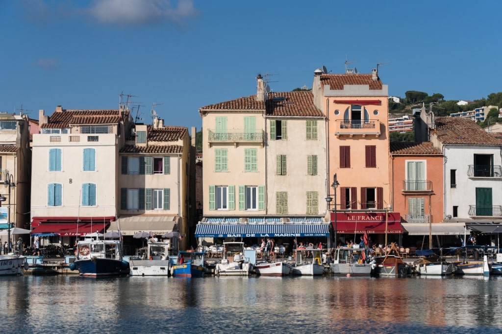 Historic buildings along the harbor in Marseille, Provence, France
