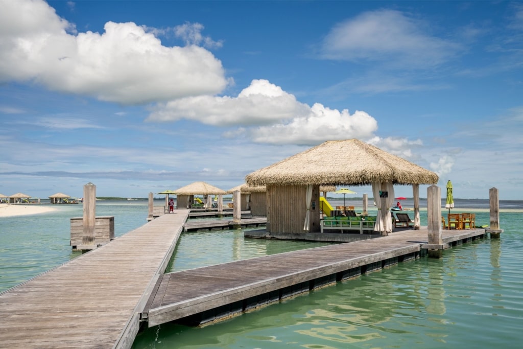 CocoCay, Bahamas with a scenic walkpath stretching over crystal-clear sea