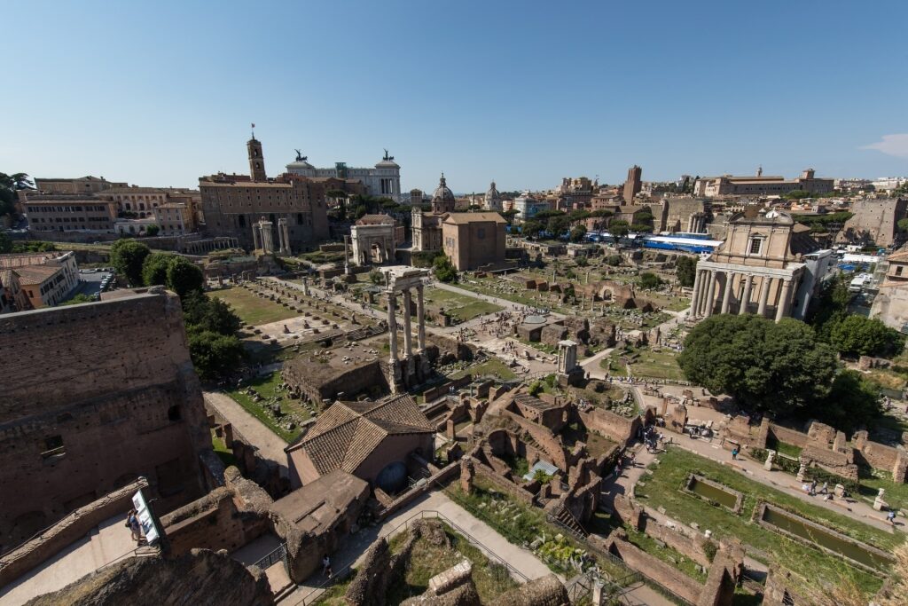 Aerial view of Via Sacra with Roman Forum