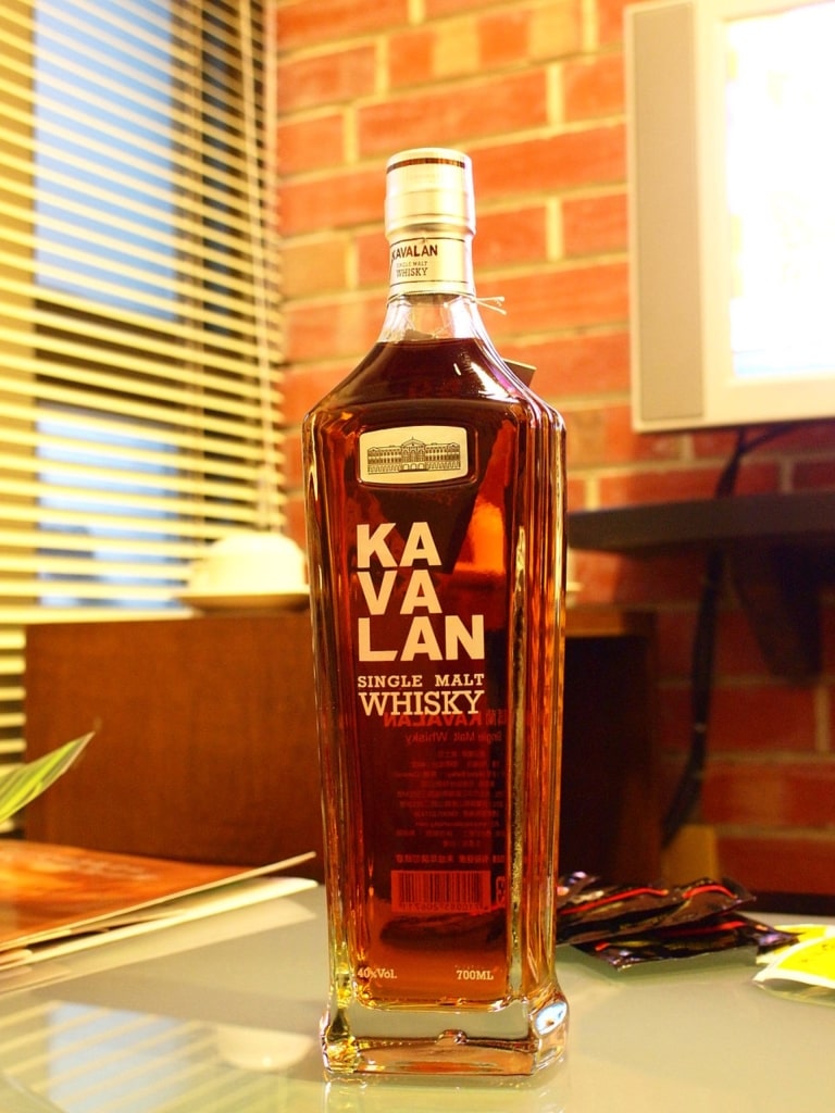 Taiwan’s Kavalan whisky bottle on a table