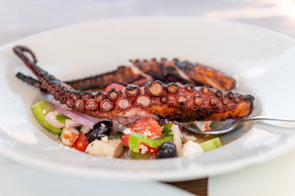Plate of octopus at a restaurant in Greece