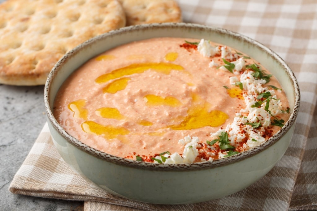 Bowl of cheesy tyrokafteri