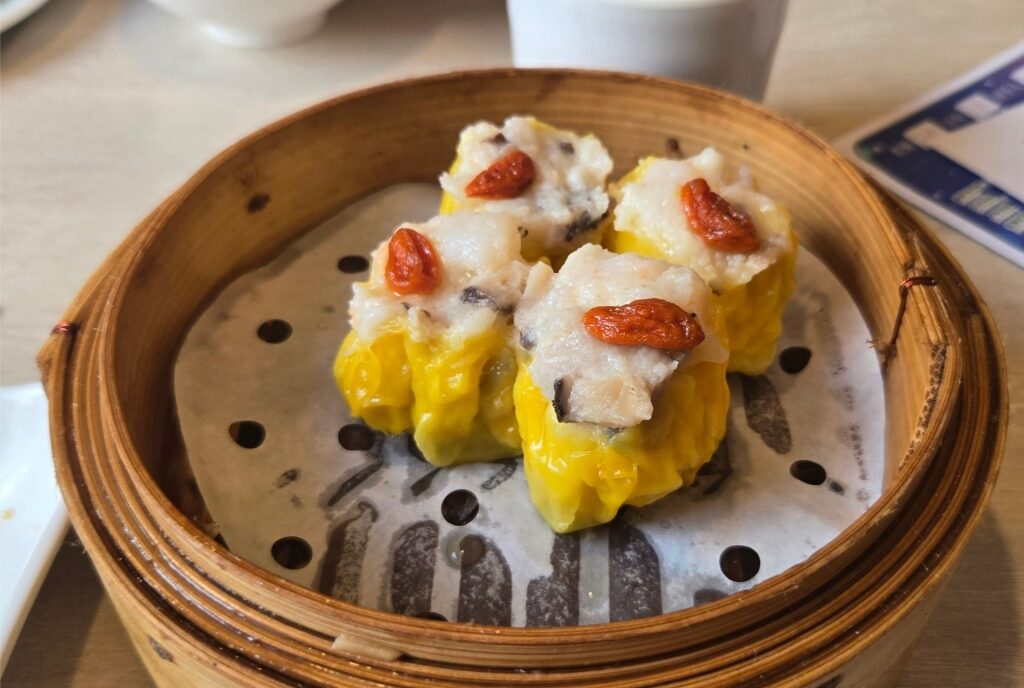 Dim sum in a bamboo container