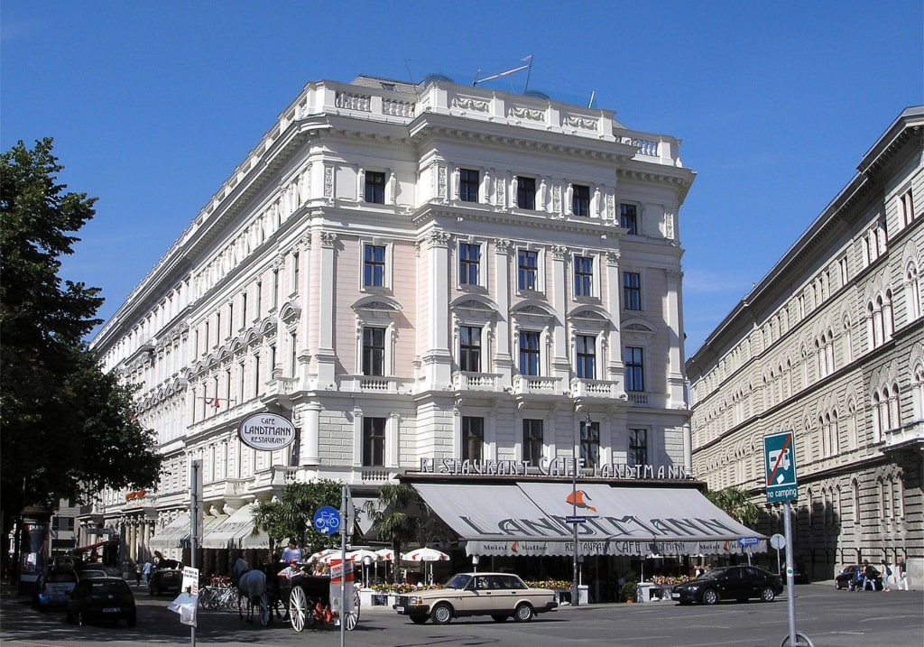 Exterior view of Café Landtmann in Vienna, Austria