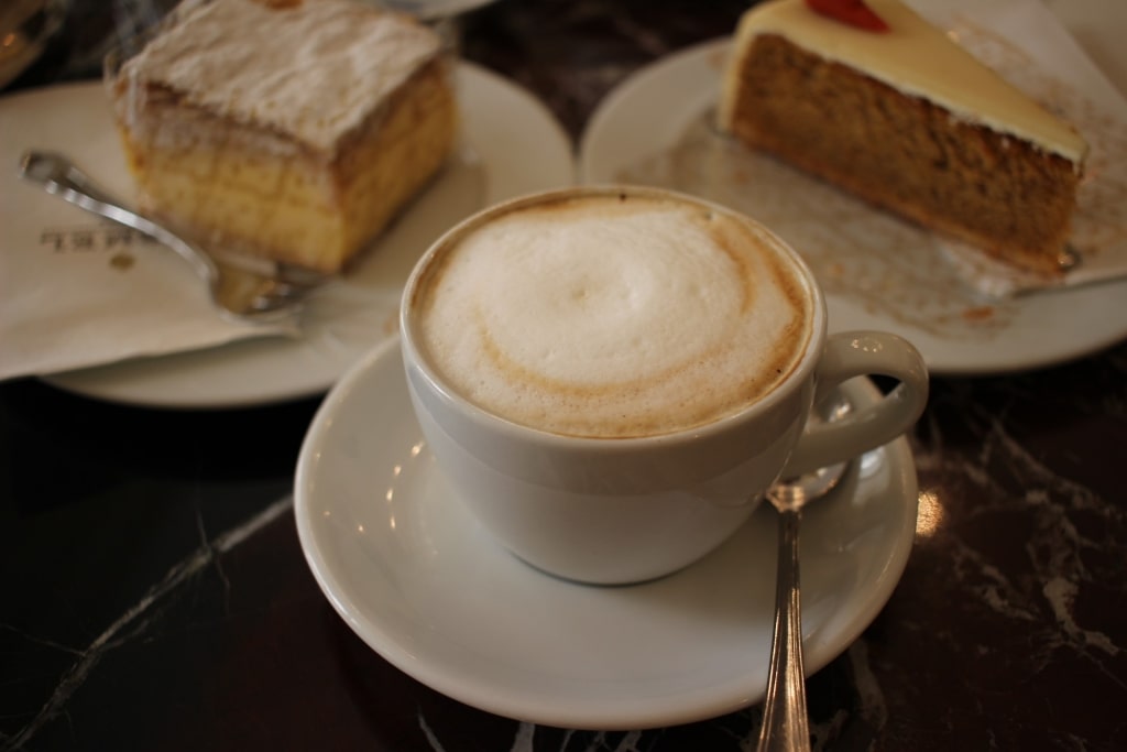 Cup of melange at cafe in Vienna