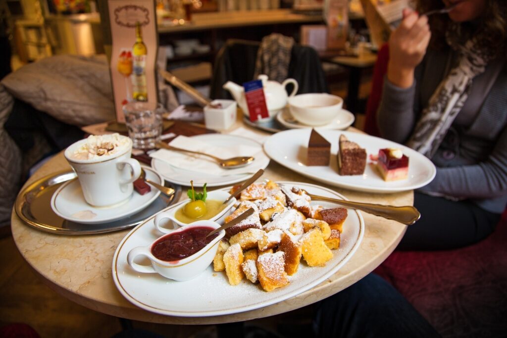 Coffee and desserts served in a Vienna coffee house