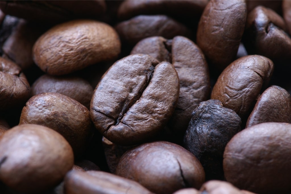Close up view of coffee beans