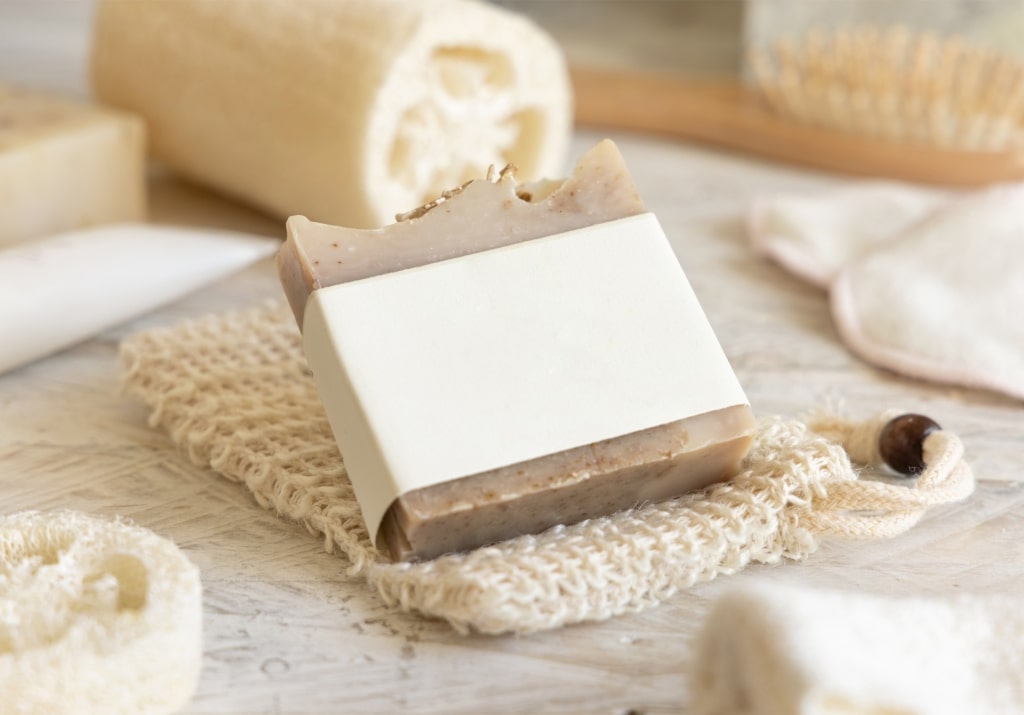 Natural handmade soap bar with neutral color
