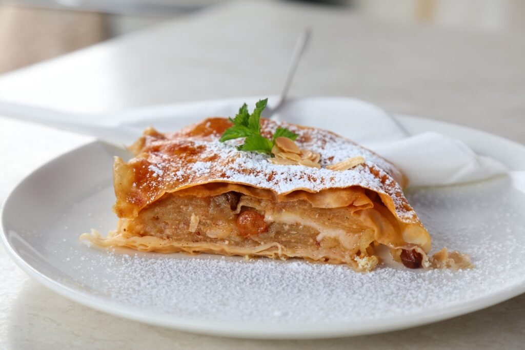 Serving of Apfelstrudel on a plate