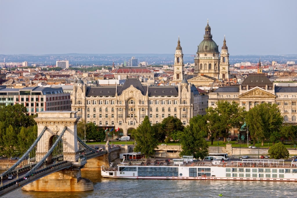 Scenic view of Budapest, Hungary, showcasing the Danube River and city landmarks