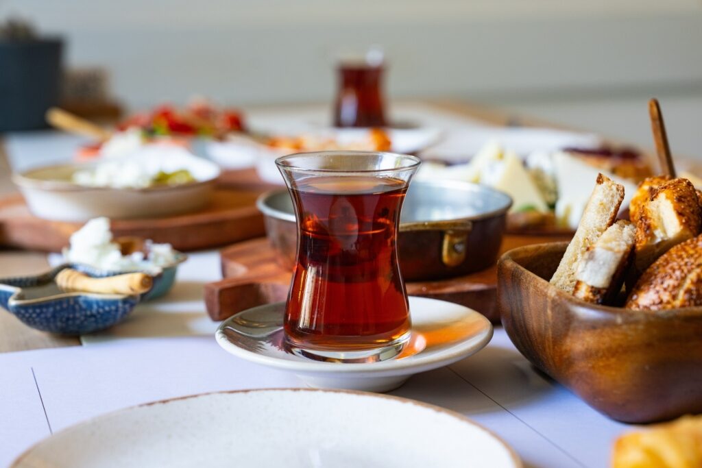 Çay, traditional Turkish tea served in glass