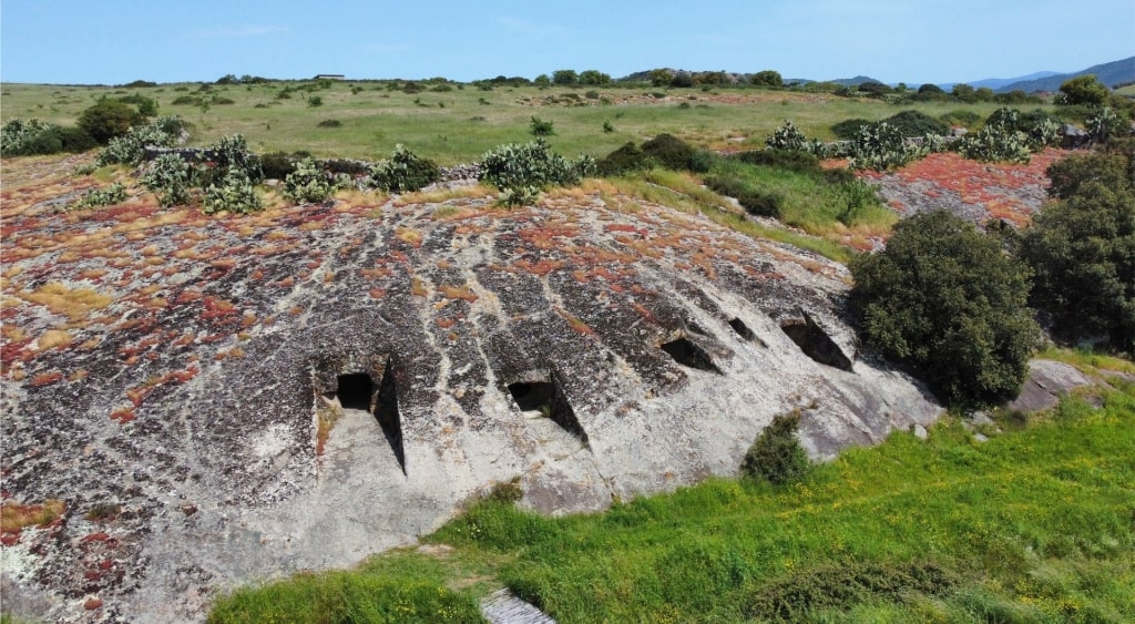 Aerial view of historic Domus de Janas