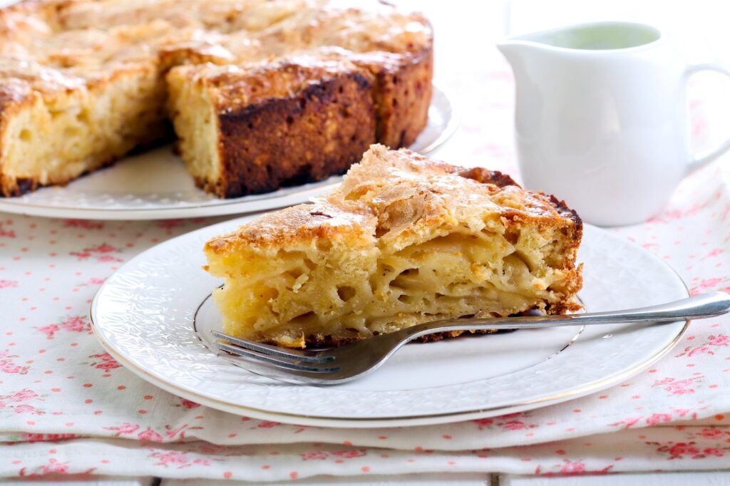 Slice of decadent apple pie