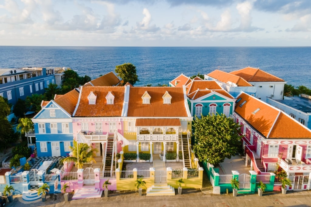 Aerial view of Pietermaai's colorful buildings