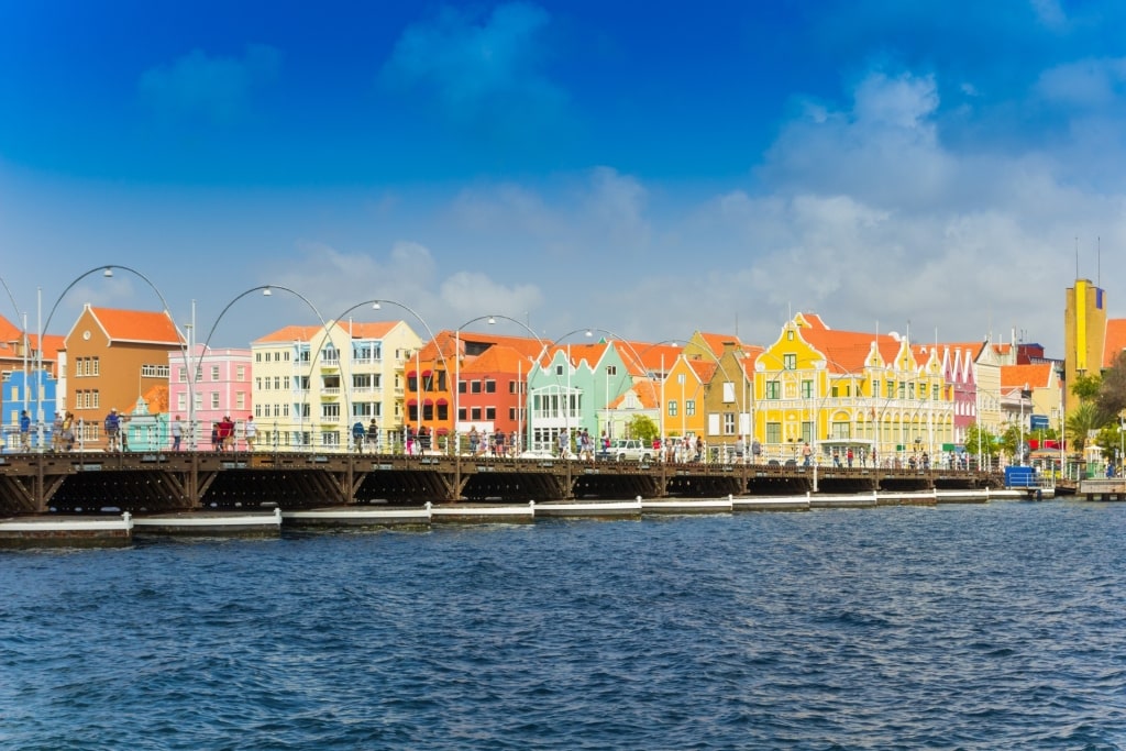 Waterfront view of Willemstad with bridge