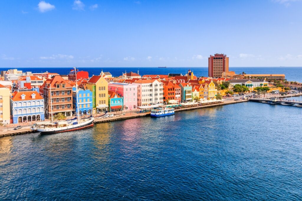 Aerial view of Willemstad, Curacao with colorful buildings