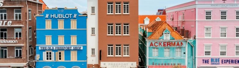 Colorful buildings along the waterfront of Willemstad, Curacao