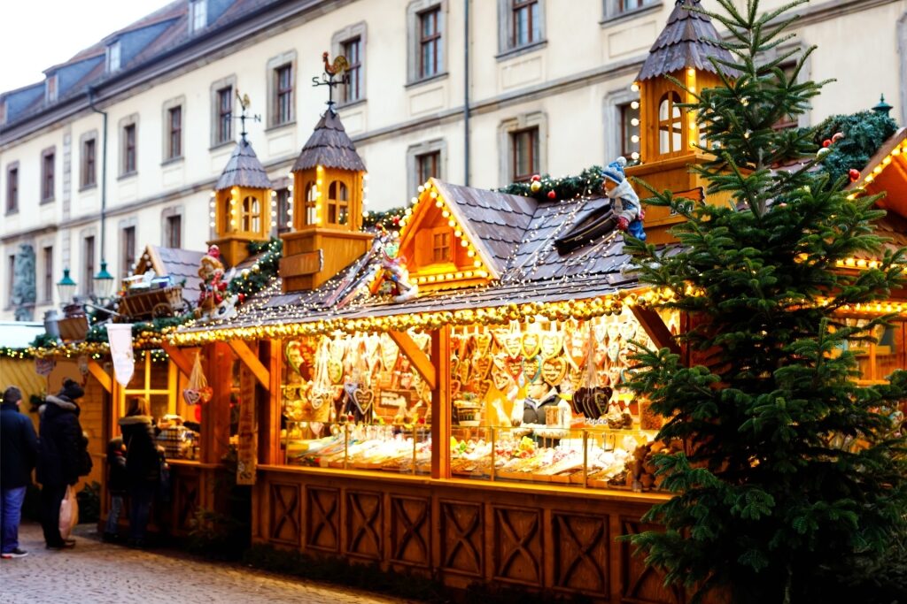 Festival stalls at Christmas market in Nuremberg