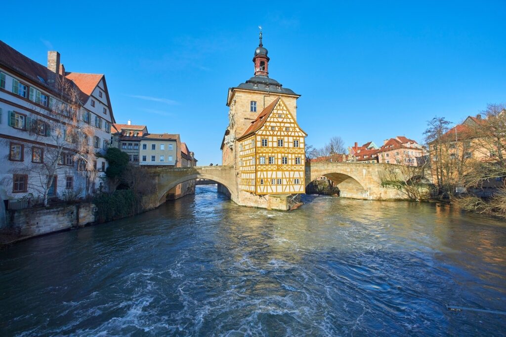 Historic Bamberg Old Town Hall on bridge