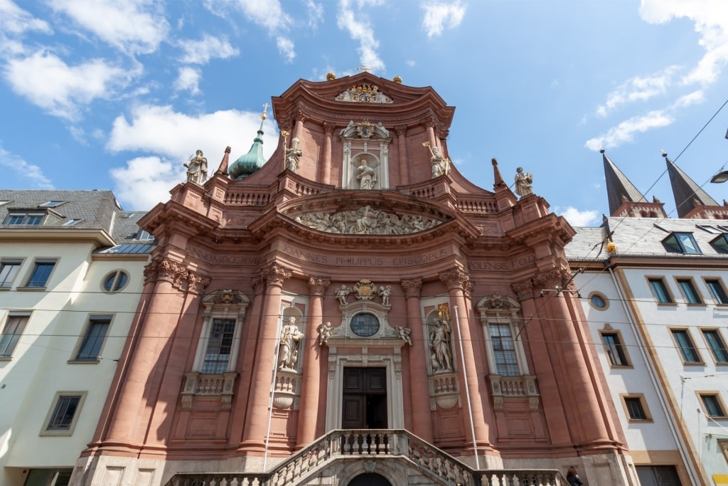 Baroque facade of Neumünster Church in Würzburg