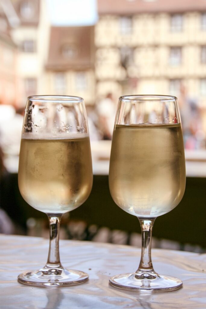 Two glasses of Riesling d’Alsace white wine