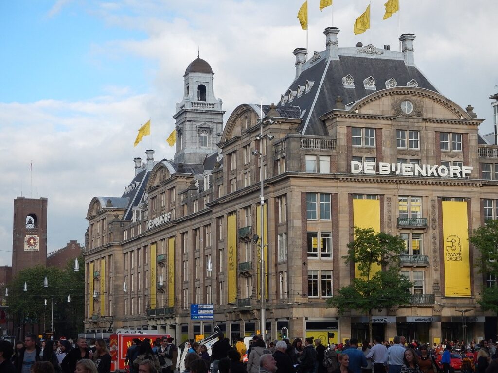 Exterior view of De Bijenkorf in Amsterdam