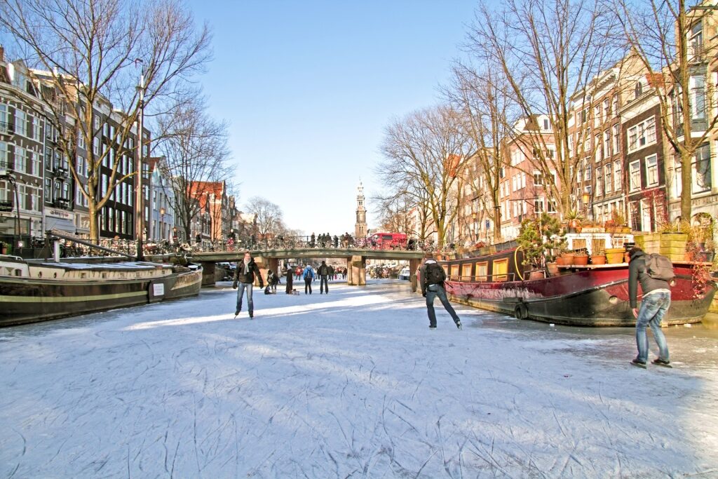 Canal ice skating - Amsterdam in December