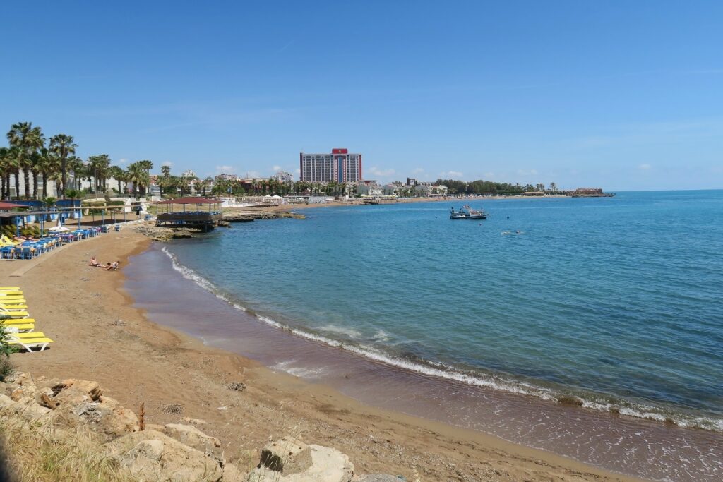 Lara Beach in Antalya with wide shores and turquoise Mediterranean waters